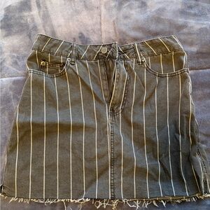 RVCA Striped Black Denim Skirt